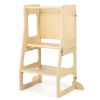 3-in-1 Foldable Kitchen Standing Tower for Toddlers with Chalkboard