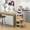 3-in-1 Foldable Kitchen Standing Tower for Toddlers with Chalkboard