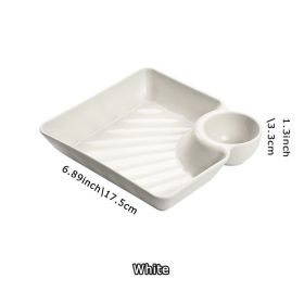 1pc Dumpling Plate With Sauce Dish; Potato; Water; Dumplings; Plate With Vinegar; Dinner Plate; Household Creative Square Serving Plate With Vinegar S (Quantity: 1PC, Color: White)
