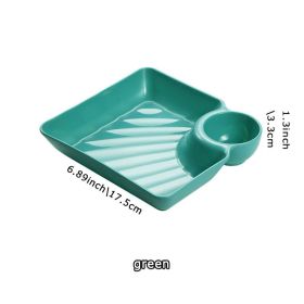 1pc Dumpling Plate With Sauce Dish; Potato; Water; Dumplings; Plate With Vinegar; Dinner Plate; Household Creative Square Serving Plate With Vinegar S (Quantity: 1PC, Color: green)