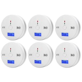 1-6Pcs CO Sensor Carbon Monoxide Detector Sound Independent CO Poisoning Warning Alarm Detectors Meter Kitchen Fireplace Indoor (Ships From: CN, Color: 6pcs)