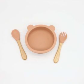 Baby Bear Shape Food Training Silicone Bowl With Spoon Tableware (Size/Age: Average Size (0-8Y), Color: orange)