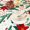 Muwago Christmas Garland Trimming Printed Fabric Tablecloth For Dining Room Decoration Washable Anti-Stain Anti-Oil Table Cover
